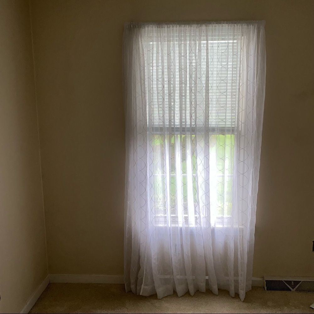 Semi sheer embroidered curtain panels white floor length 81.5”x52”